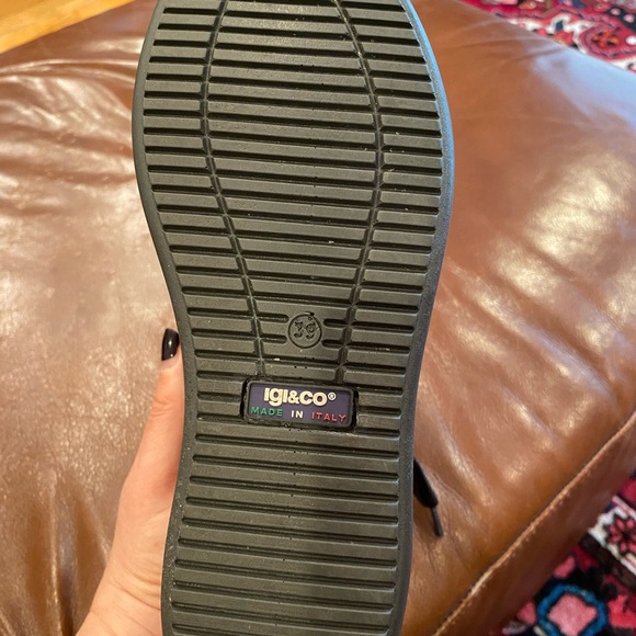 IGI&CO sneakers shoes high wedge woman leather black metallic - Picture 8 of 10